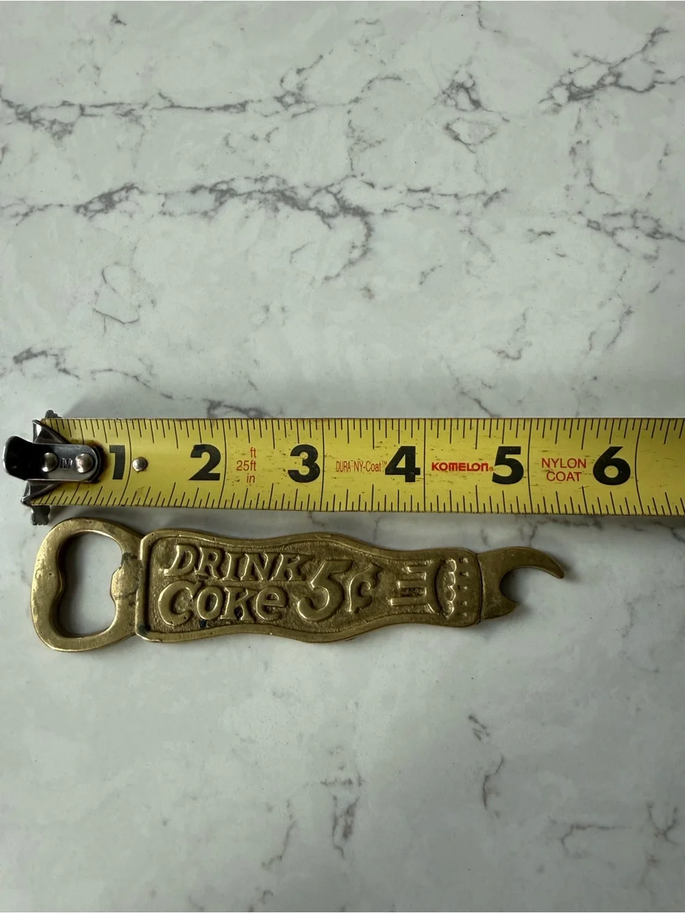 Vintage Brass Coca-Cola Bottle Opener “Drink Coke 5¢” Double Ended multi-tool